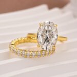 S925 Moissanite 5.5 Ct Solitaire Oval Cut Engagement Ring with Eternity Oval Cut Ring - Image 3