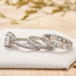 S925 3PC Wedding Ring Set 4.5 Carat Cushion Cut Engagement Rings With Criss Cross Wedding Band & Eternity Wedding Band - Image 4