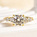S925 Maxine Moissanite 2.0 Carat Cushion Cut Five Stone Engagement Ring In Sterling Silver - Image 5