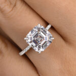 S925 Elegant Asscher Cut Women's Engagement Ring In Sterling Silver