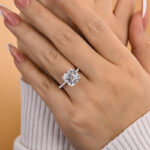 S925 Elegant Asscher Cut Women's Engagement Ring In Sterling Silver - Image 3