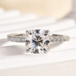 S925 Maxine Moissanite 2.0 Ct~2.5 Ct Cushion Cut Engagement Ring - Image 5