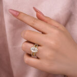 S925 Moissanite Solitaire 4.0Ct Oval Cut Yellow Gold Women's Wedding Ring Set - Image 3