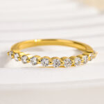 S925 Maxine Moissanite Round Cut Half Eternity Thin Women's Wedding Band In Sterling Silver - Image 4