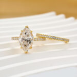 S925 4.0Ct Marquise Cut Wedding Ring Set Travel Ring With Classic Wedding Band - Image 4