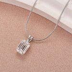 S925 3.5Ct Lovely Emerald Cut Necklace - Image 6