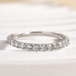 S925 Elegant Round Cut Half Eternity Wedding Band In Sterling Silver - Image 4