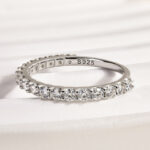 S925 Elegant Round Cut Half Eternity Wedding Band In Sterling Silver - Image 5