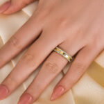 S925 Gorgeous Yellow Gold Wide Women's Wedding Band In Sterling Silver - Image 3
