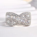 S925 Stunning Cross Emerald Cut Women's Wedding Band - Image 4