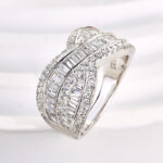 S925 Stunning Cross Emerald Cut Women's Wedding Band - Image 5