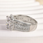 S925 Maxine Unique Halo Design Round Cut Engagement Ring In Sterling Silver - Image 7