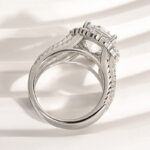 S925 Maxine Unique Halo Design Round Cut Engagement Ring In Sterling Silver - Image 6