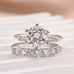 S925 Moissanite 2.0 Carat Round Cut Wedding Ring Set For Women - Image 6
