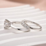 S925 Moissanite 2.0 Carat Round Cut Wedding Ring Set For Women - Image 7