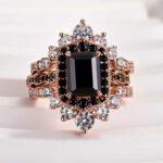 S925 Unique Rose Gold Radiant Cut 3PC Wedding Set - Image 6