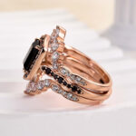S925 Unique Rose Gold Radiant Cut 3PC Wedding Set - Image 8