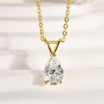 S925 1.5 Carat Moissanite Pear Cut Pendant Necklace In Sterling Silver - Image 2