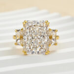S925 Luxurious Radiant Cut Three Stone Women's Engagement Ring In Sterling Silver - Image 3