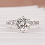 S925 Moissanite 2.0 Ct 6 Prong Round Cut White Gold Engagement Ring - Image 4