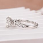 S925 Moissanite 2.0 Ct 6 Prong Round Cut White Gold Engagement Ring - Image 6