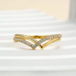 S925 Maxine Unique Yellow Gold Wedding Band For Women In Sterling Silver