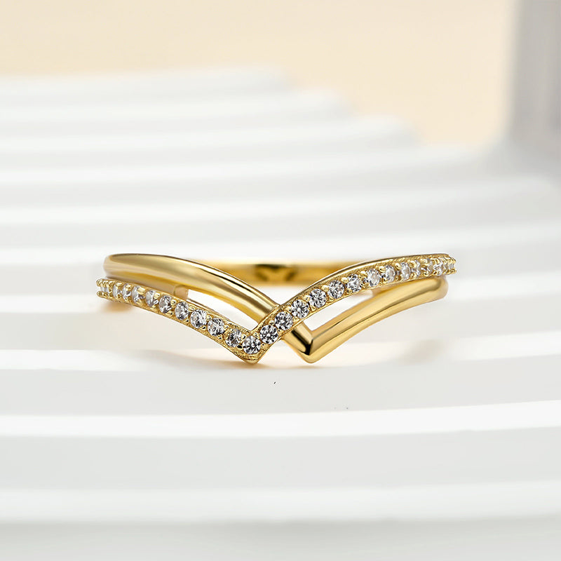 DSC-2961 S925 Maxine Unique Yellow Gold Wedding Band For Women In Sterling Silver - Image 1