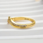 S925 Maxine Unique Yellow Gold Wedding Band For Women In Sterling Silver - Image 2