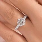 S925 Moissanite 2.0 Ct 6 Prong Round Cut White Gold Engagement Ring