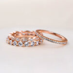 S925 Art Deco 3-Pieces Stackable Wedding Band Set In Sterling Silver - Image 3