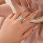 S925 2.5Ct Halo Pear Cut Split Shank Engagement Ring In Sterling Silver - Image 2