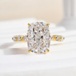 S925 Honorable Yellow Gold/White Gold Crushed Ice Cushion Cut Engagement Ring - Image 3