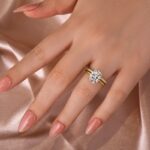 S925 Moissanite 4.0 Ct Solitaire Cushion Cut Yellow Gold Wedding Ring Set - Image 3