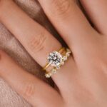 S925 Moissanite 2.0 Ct Solitaire Round Cut Yellow Gold Wedding Ring Set