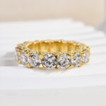 S925 Eternity Round Cut Simulated Diamond Wedding Band for Her In White Gold - Image 11