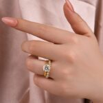 S925 Moissanite 2.0 Ct Solitaire Round Cut Yellow Gold Wedding Ring Set - Image 2