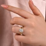 S925 Moissanite 4.0 Ct Solitaire Cushion Cut Yellow Gold Wedding Ring Set - Image 2