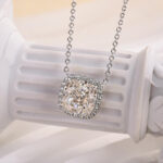 S925 Elegant Halo Cushion Cut Pendant Necklace - Image 6