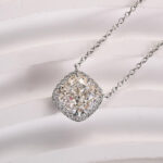 S925 Elegant Halo Cushion Cut Pendant Necklace - Image 5