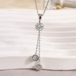 S925 2.0Ct Fashion Moissanite Round Cut Pendant Necklace - Image 3