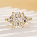 S925 Luxurious Radiant Cut & Heart Cut Three Stone Engagement Ring In Sterling Silver - Image 9