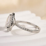 S925 Maxine Moissanite Halo 2.5Ct Carat Pear Cut Engagement Ring - Image 8