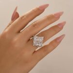 S925 8.0 Carat Pear Cut Three Stone Insert Wedding Ring Set With Engagement Ring Enhancer - Image 5