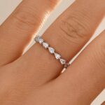 S925 Full Eternity Pear Cut White Gold Wedding Band Anniversary Rings for Her
