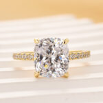 S925 3.0 Carat Cushion Cut White Sapphire Women's Engagement Ring In Sterling Silver - Image 9