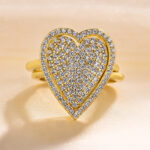 S925 Unique Yellow Gold Heart-shaped Pave Wedding Band Set In Sterling Silver - Image 3