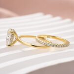 S925 Moissanite 4.0 Ct Solitaire Cushion Cut Yellow Gold Wedding Ring Set - Image 5