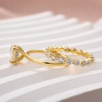 S925 Moissanite 2.0 Ct Solitaire Round Cut Yellow Gold Wedding Ring Set - Image 6