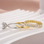 S925 Moissanite 2.0 Ct Solitaire Round Cut Two-Tone Open Wedding Ring Set - Image 4