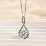 S925 Moissanite Elegant Twist Round Cut Pendant Necklace In Sterling Silver - Image 4